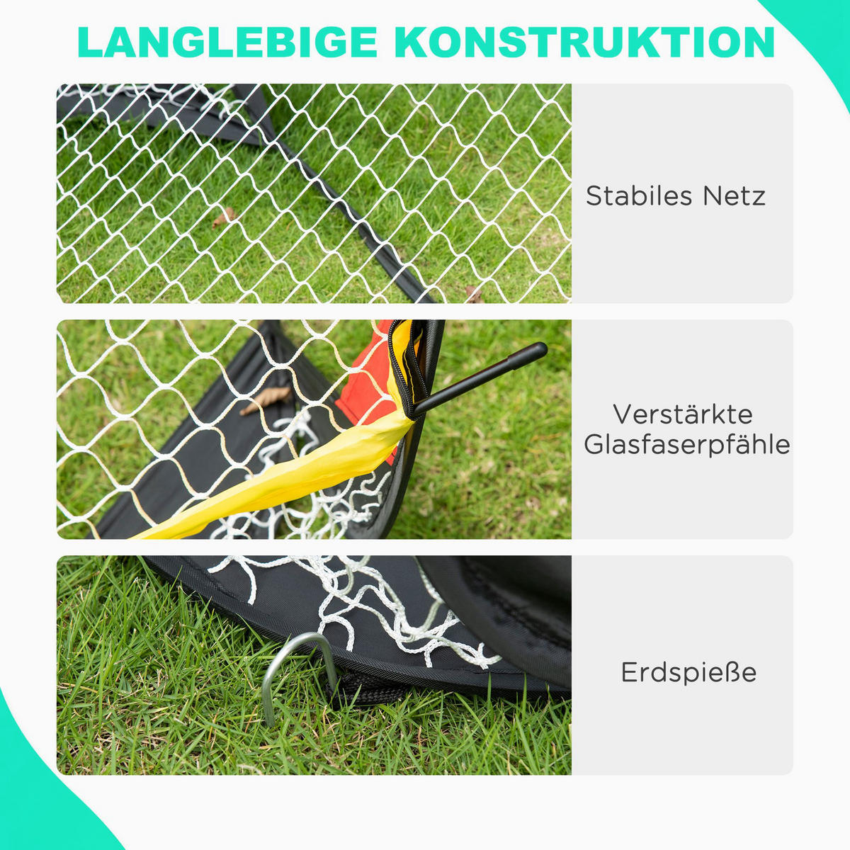 FUSSBALLTOR, Stahl, Schwarz/Gelb/Rot/Weiß, 120L x 80B x 80H cm - Gelb/Rot, Metall (80/120cm) - HOMCOM