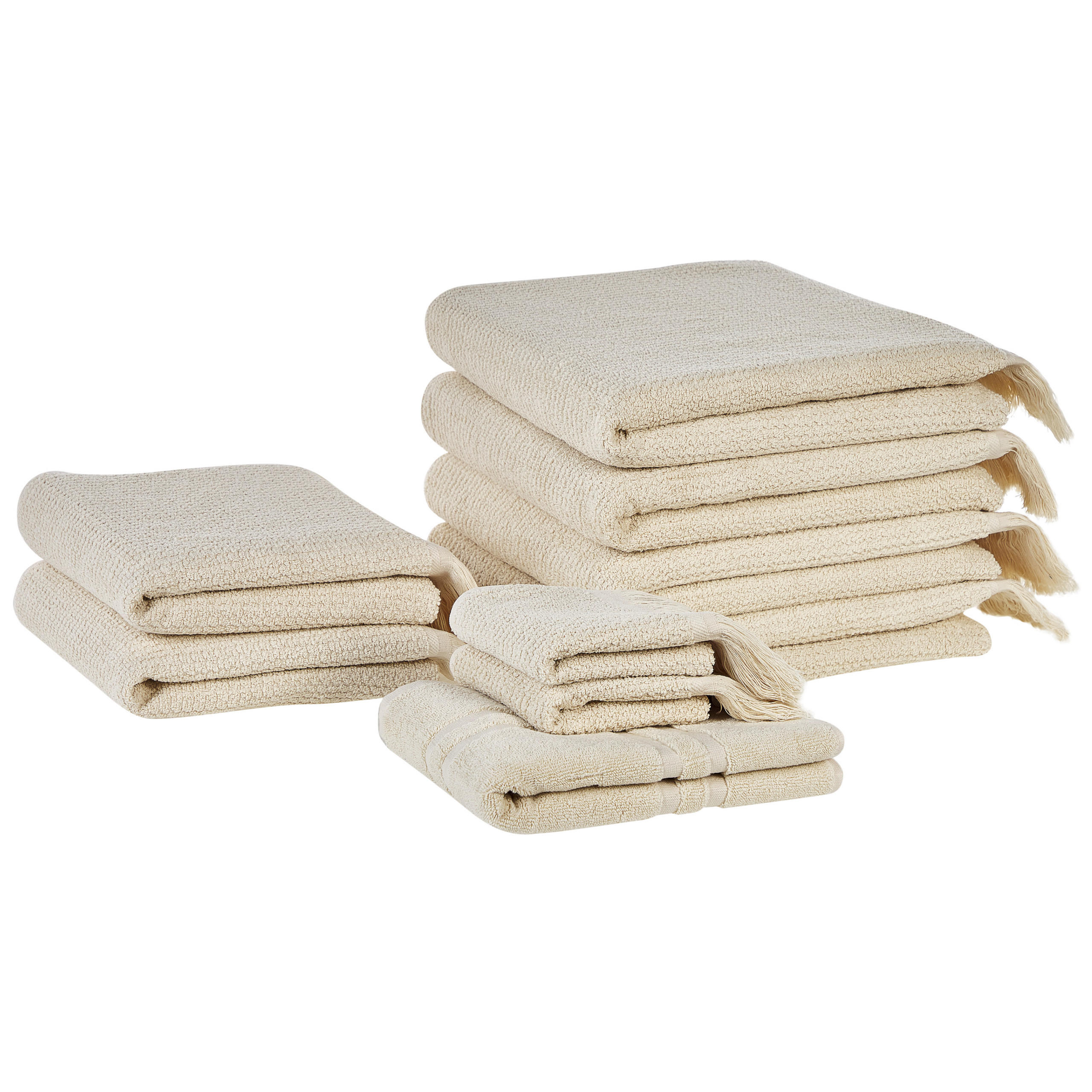 BADEHANDTUCH 9-teilig Beige Atiu - Beige, Textil (70/140cm) - Beliani