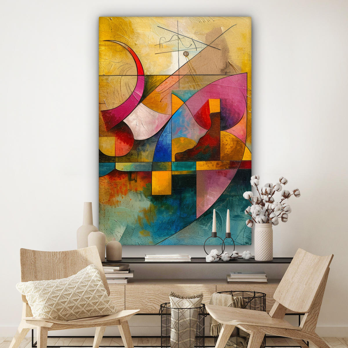 LEINWANDBILD Kunst - Abstrakt - Modern Deko Groß 90x140 cm - Gelb, Textil (90/140cm) - MuchoWow