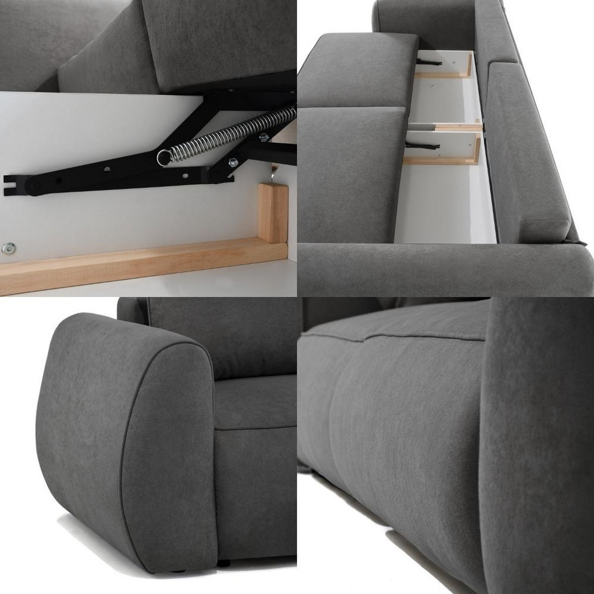 3-SITZER Schlafsofa Bravo mit Eckfunktion, mit zwei Bettkasten, Dunkelgrau - Dunkelgrau/Schwarz, Textil (257/96/110cm) - Beautysofa