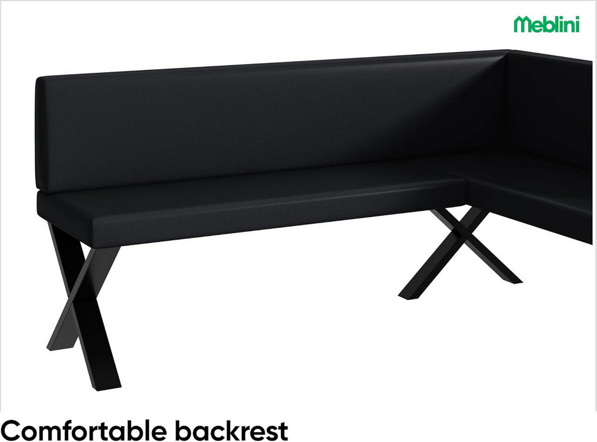 ECKBANK TONI_X - Schwarz, Leder (128/168cm) - Meblini
