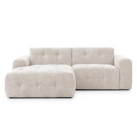 ECKSOFA mit Ottomane links, raffinierten Steppungen, Wellenunterfederung, B234/T161/H79 cm, Chenille-Bezug in Beige / 21036 - Beige/Schwarz, Kunststoff/Textil (234/79/161cm) - luma-home