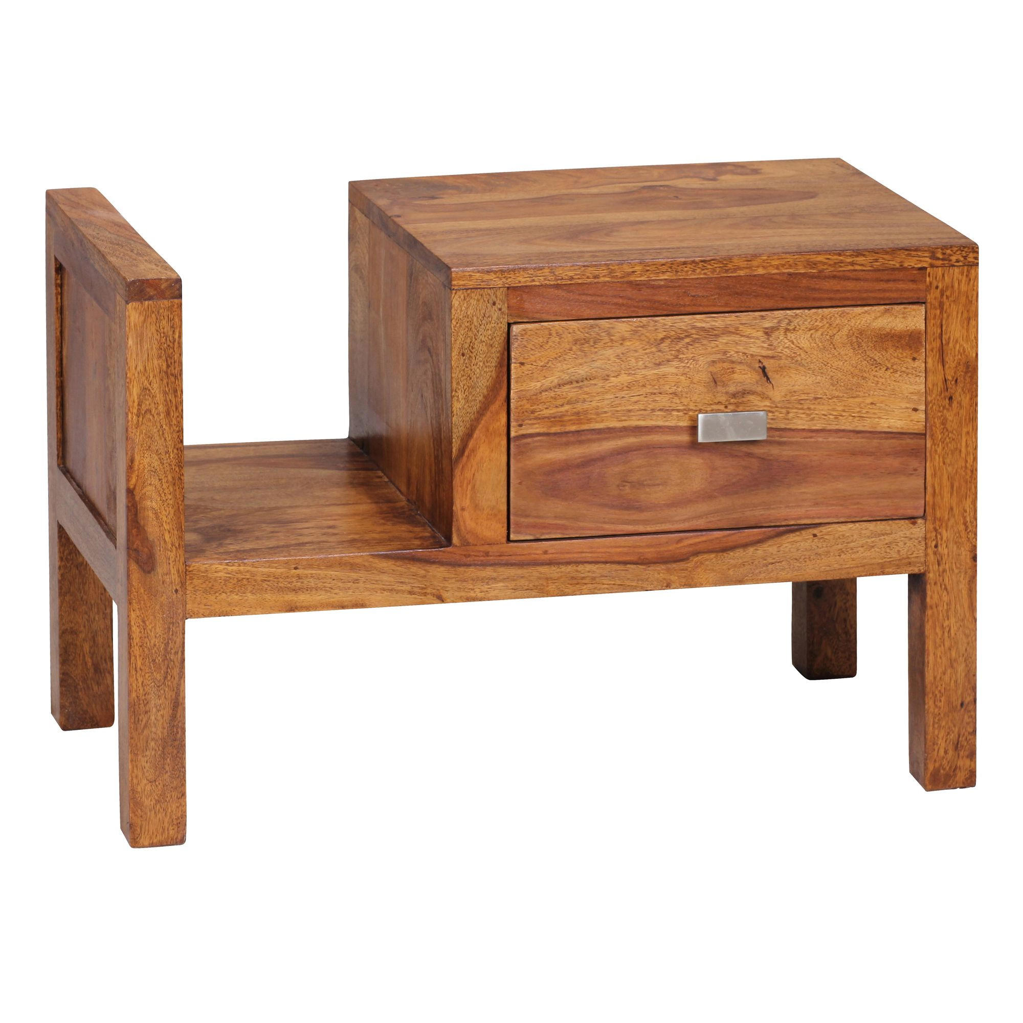NACHTTISCH – Massivholz, Landhausstil, 60x30x40 cm, Schublade & Ablage - Braun, Holz/Metall (60/40/30cm) - KADIMA DESIGN