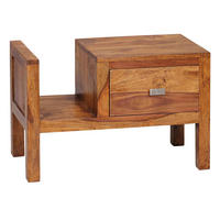 NACHTTISCH – Massivholz, Landhausstil, 60x30x40 cm, Schublade & Ablage - Braun, Holz/Metall (60/40/30cm) - KADIMA DESIGN