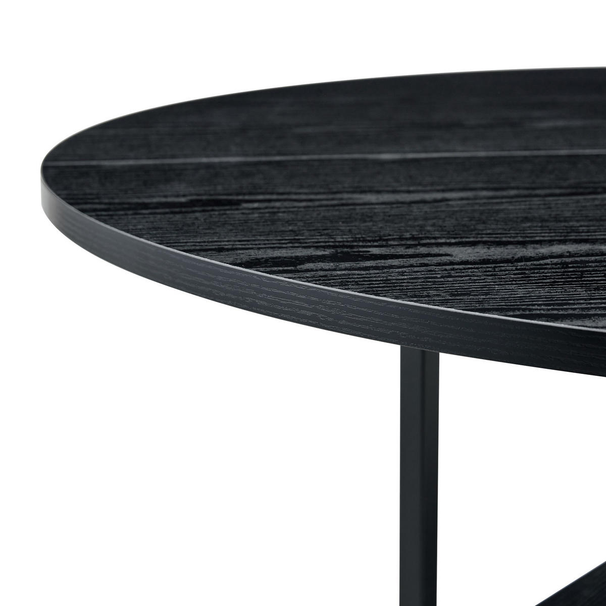 ESSTISCH 107/107/75 cm mit doppelter offener Ablage und Metallgestell in Holzoptik, Schwarz - Schwarz, Holzwerkstoff (107/107/75cm) - Redom