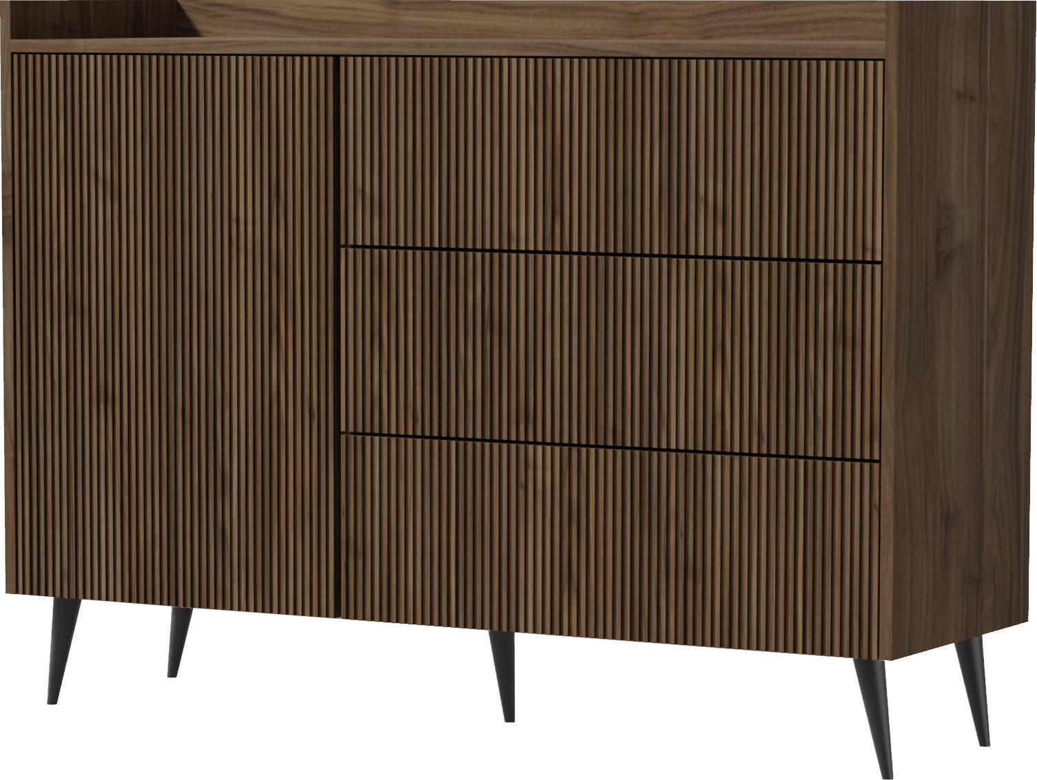 KOMMODE Arysa in Braun Walnuss Holzoptik 92/126/41 cm - Walnussfarben/Schwarz, Holzwerkstoff/Metall (126/92/41cm) - WFL GROUP