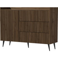 KOMMODE Arysa in Braun Walnuss Holzoptik 92/126/41 cm - Walnussfarben/Schwarz, Holzwerkstoff/Metall (126/92/41cm) - WFL GROUP
