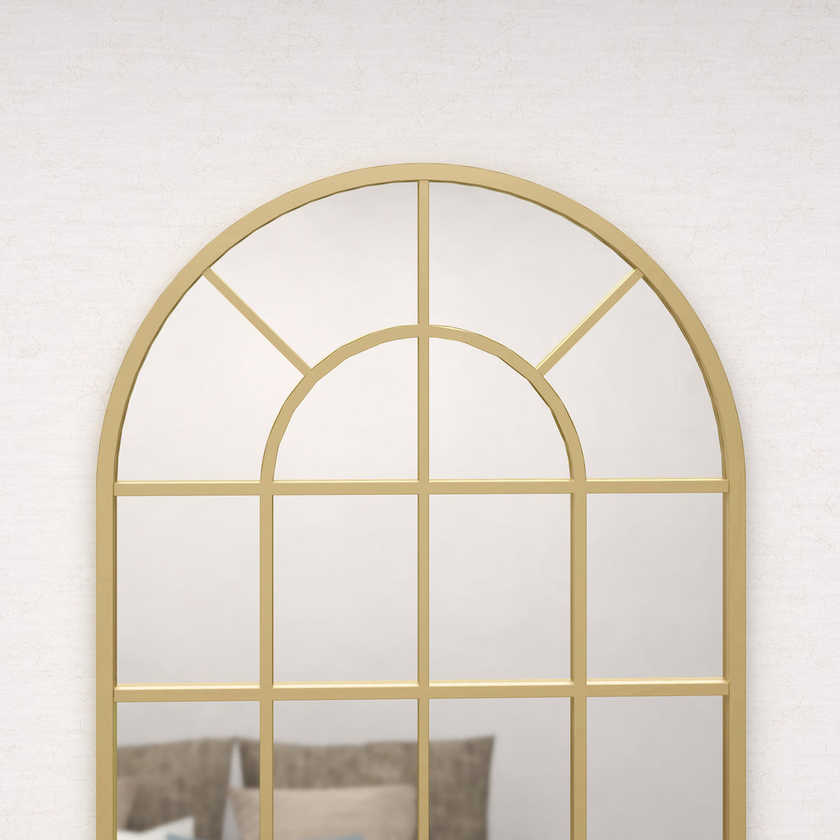 WANDSPIEGEL DE-14330 industrielles Fenster-Design 110x65 cm Gold - Goldfarben, Metall (100/65/2.5cm) - ComfortXL