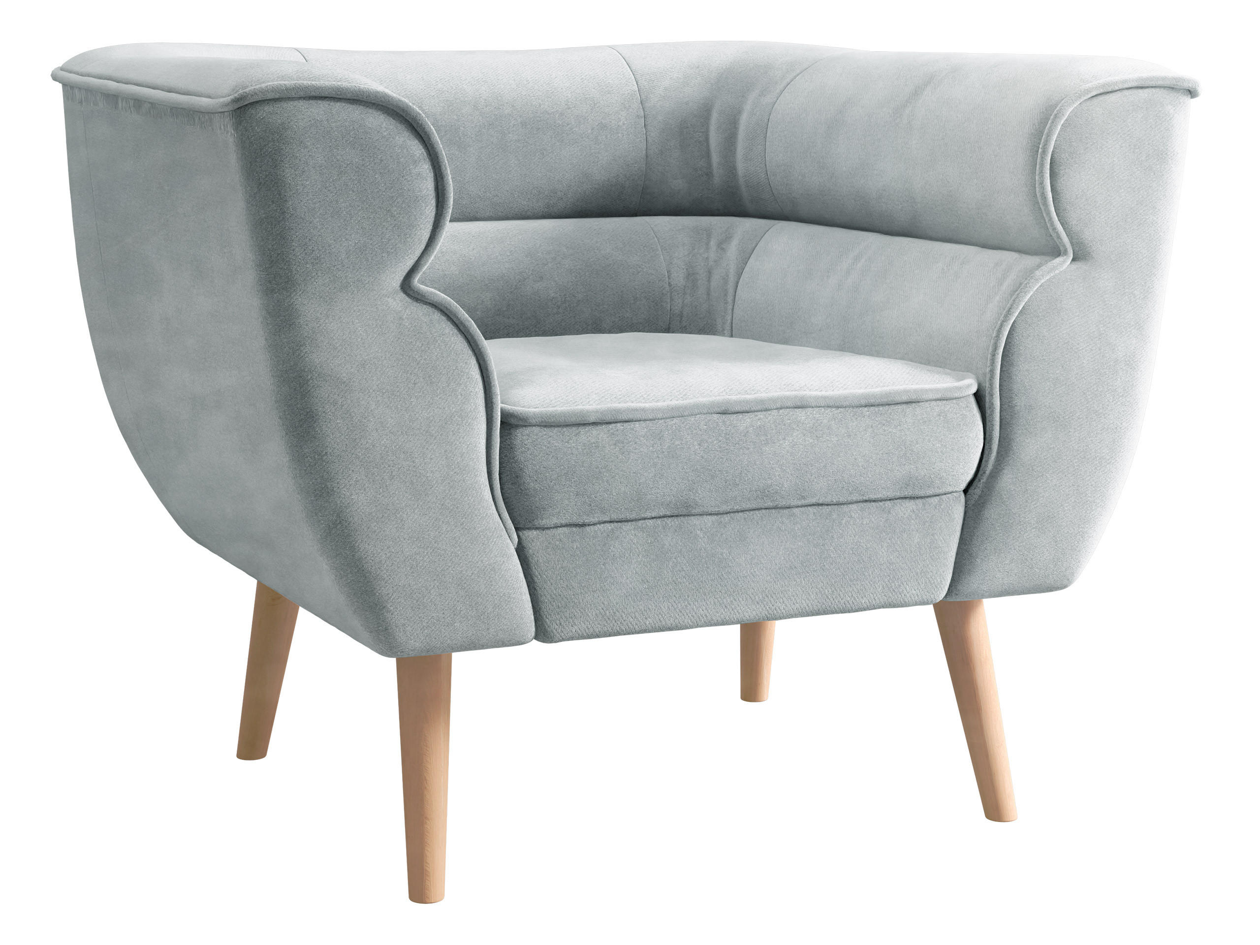 SESSEL Bal 1 - Hellgrau/Naturfarben, Holz/Textil (82/75/74cm) - MIRJAN24