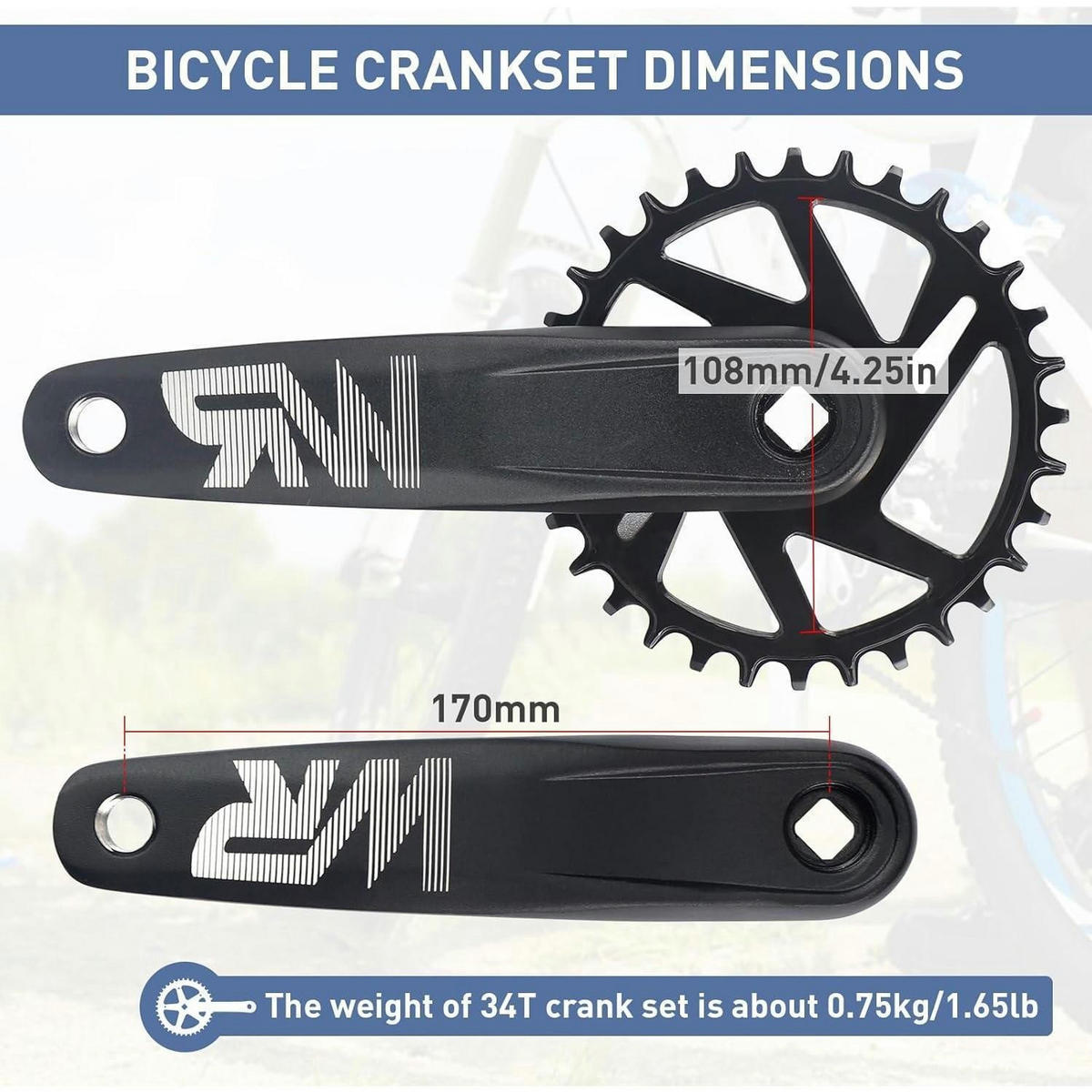 FAHRRAD-KURBELGARNITUR Set 170 mm Aluminiumlegierung 32T/34T/36T/38T - Schwarz, Metall (10.8/1/17cm)