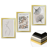 WANDBILDER 3er Set - 20x30 cm Goldrahmen - Abstrakte Boho-Musterformen - Goldfarben, Kunststoff (20/30cm) - ArtPrintCave