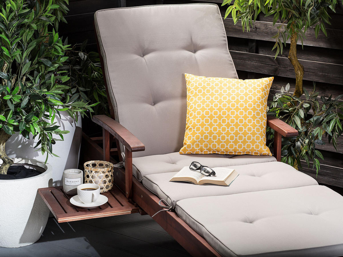 GARTENKISSEN gelb Muster 40/40 cm Astakos - Goldfarben, Textil (40/40cm) - Beliani