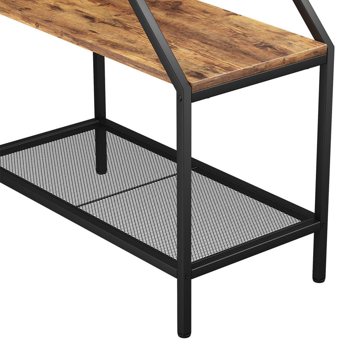 ANSTELLTISCH Fyrk Eiche rustikal 30 x 60 cm mit 2 offenen Ablagen - Wildeiche/Schwarz, Holzwerkstoff (60/30/61.5cm) - Vicco