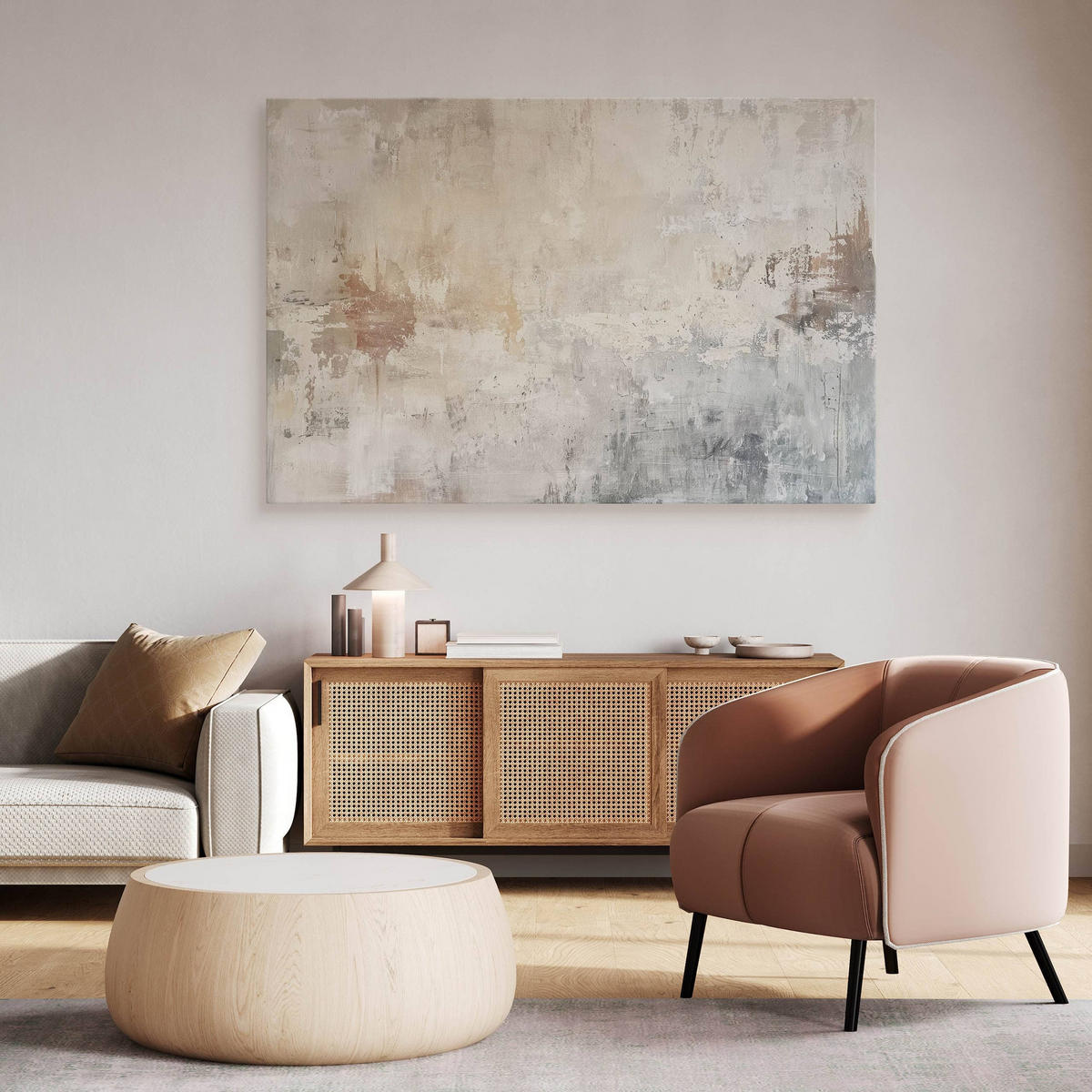 LEINWANDBILD Abstraktion Beton Optik Moderne Muster 40/30cm - Beige/Braun, Textil (40/30cm) - Muralo
