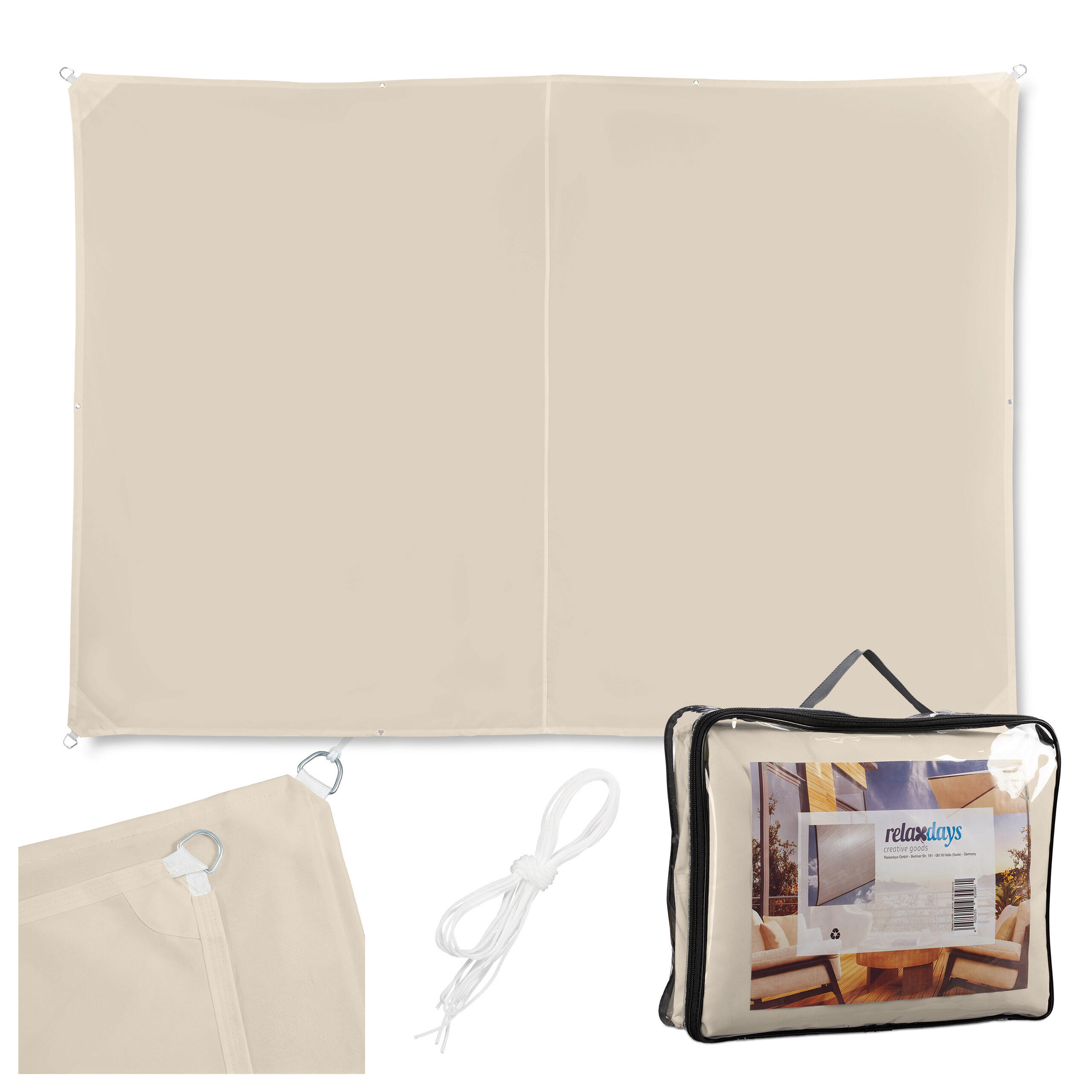 SONNENSEGEL - Beige, Textil/Metall (350/250cm) - Relaxdays