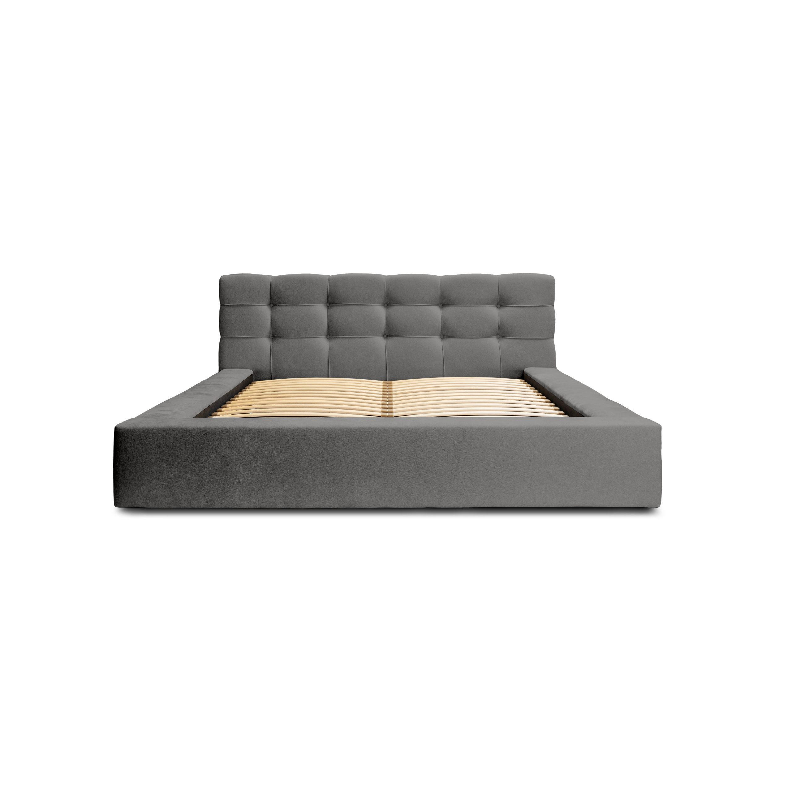 POLSTERBETT aus Velvet Gretta 160x200 cm, Dunkelgrau - Dunkelgrau, Textil (160/200cm) - Fedve