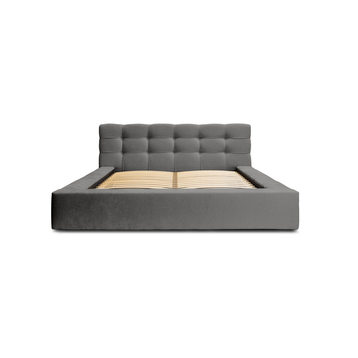 POLSTERBETT aus Velvet Gretta 180x200 cm, Dunkelgrau - Dunkelgrau, Textil (180/200cm) - Fedve