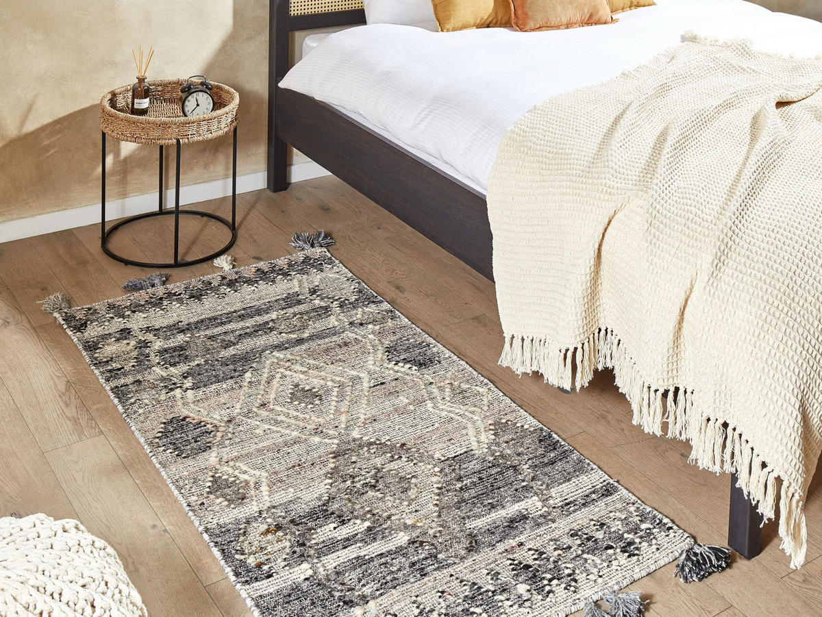 KELIM-TEPPICH Aratashen 150/80 cm - Grau, Textil (80/150cm) - Beliani