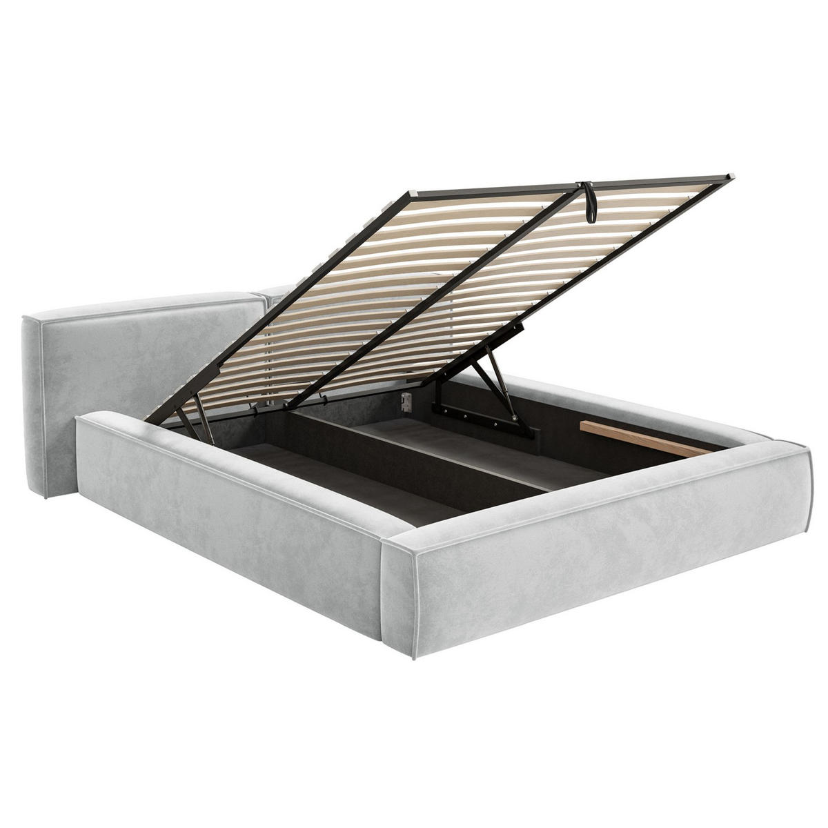 POLSTERBETT Tilves Low Hellgrau 160x200 cm - Hellgrau/Schwarz, Kunststoff/Textil (160/200cm) - Selsey