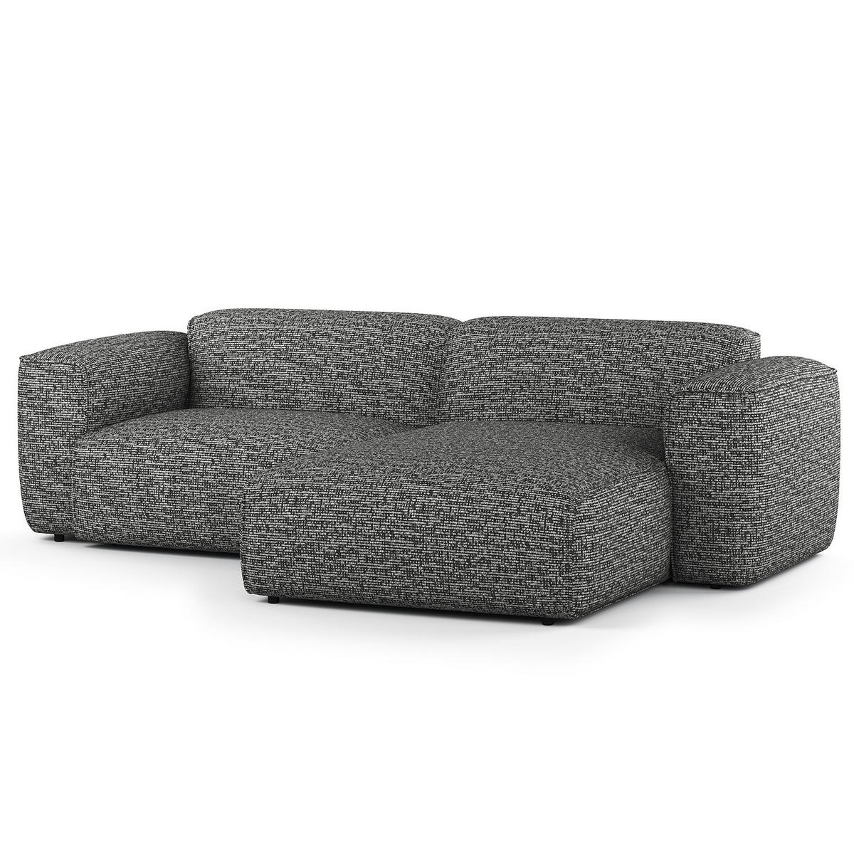 1,5-SITZER ECKSOFA mit Longchair - Schwarz/Grau, Kunststoff/Textil (260/173cm) - home24