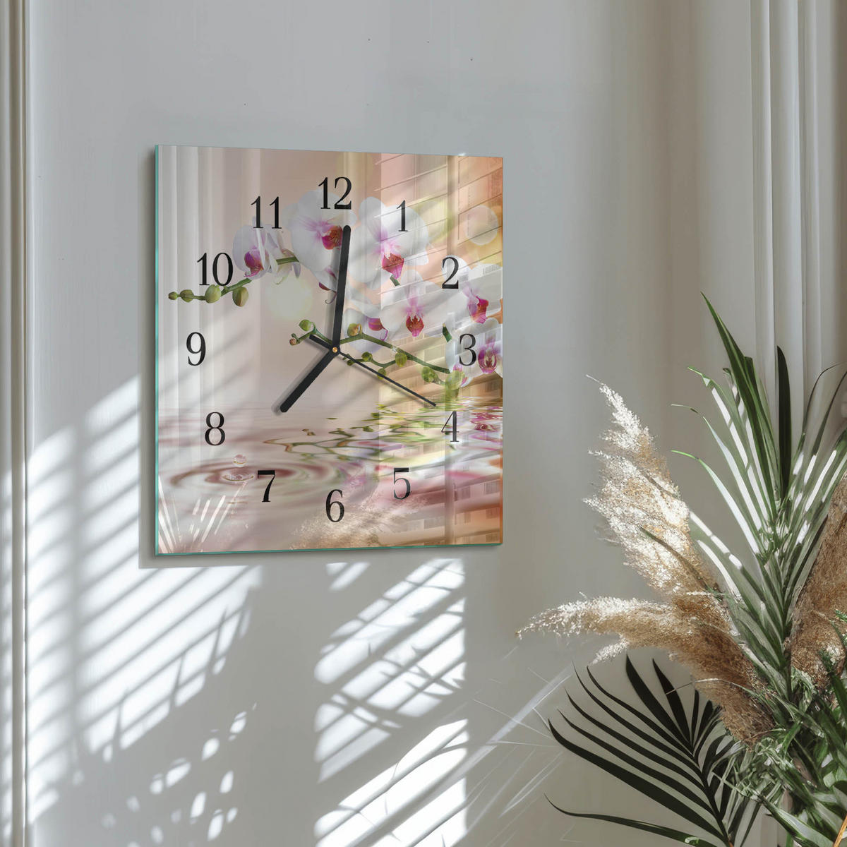WANDUHR 30x30 cm - Orchidee - Multicolor, Glas (30/30/0.4cm) - TULUP