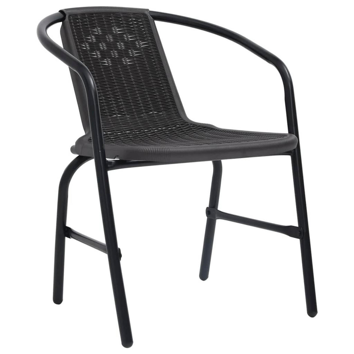 GARTENSTÜHLE 6 Stk. Rattan-Optik Kunststoff und Stahl 110 - Schwarz, Kunststoff (62/74/55cm) - furnicato