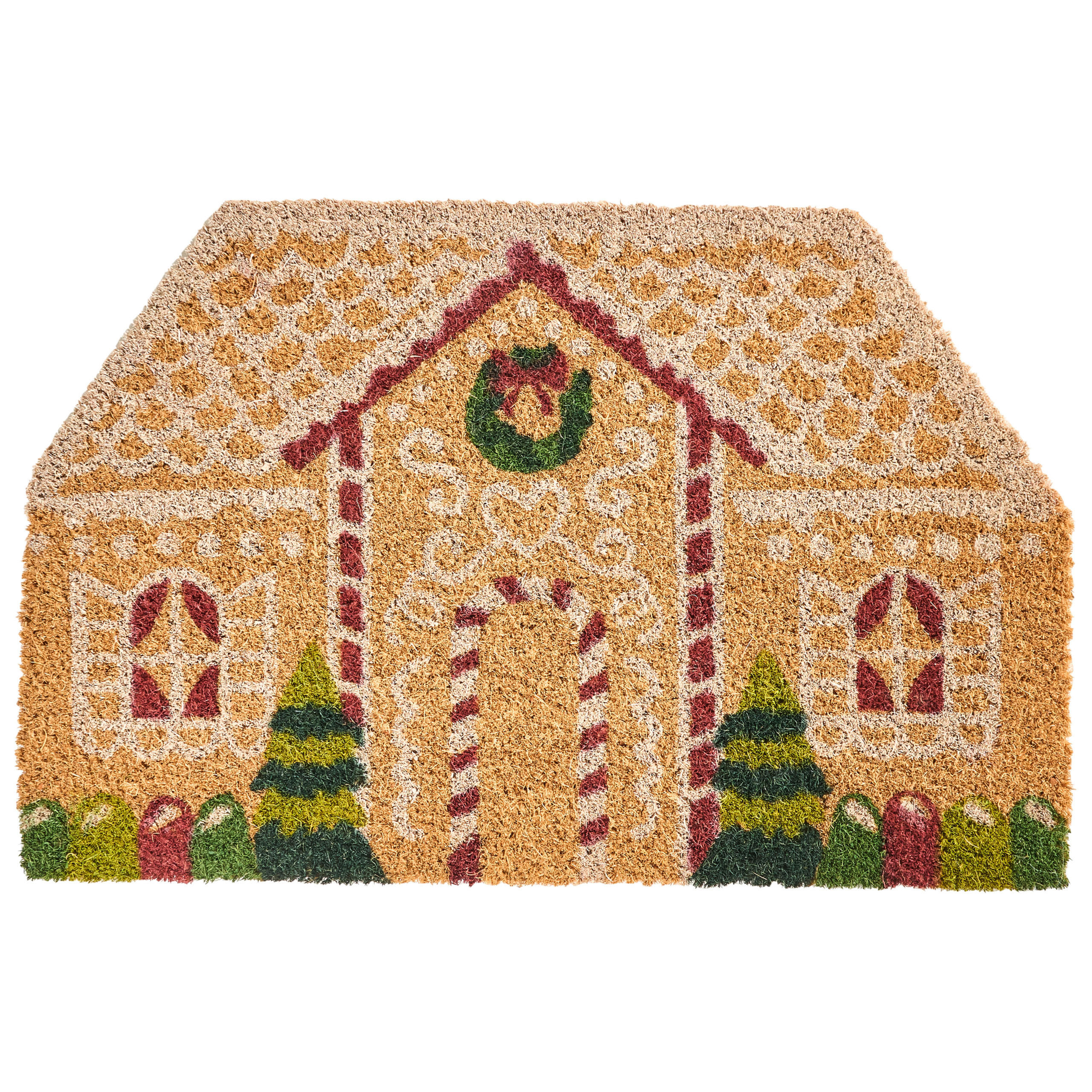 FUSSMATTE Naturfarben 45/75 cm Weihnachtsmotiv Kokosfasern Selatna - Naturfarben, Textil (45/75cm) - Beliani