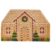 FUSSMATTE Naturfarben 45/75 cm Weihnachtsmotiv Kokosfasern Selatna - Naturfarben, Textil (45/75cm) - Beliani
