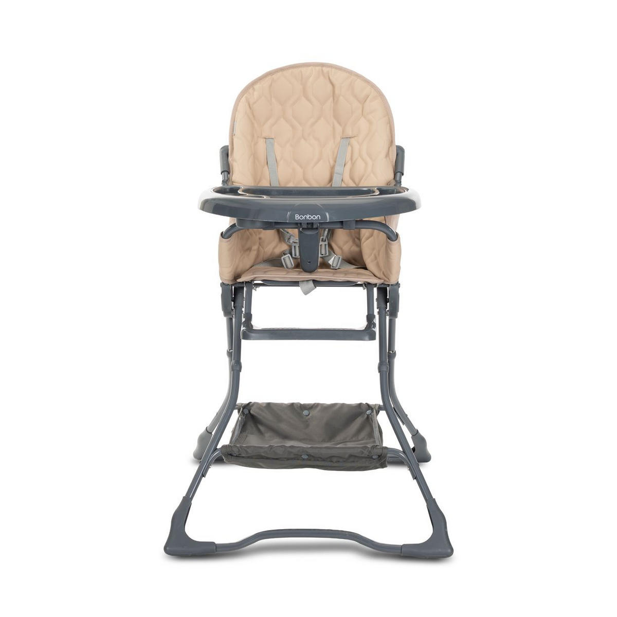 HOCHSTUHL Bonbon beige grau Bechervertiefung, klappbar, doppelter Tisch, Korb - Beige, Metall (62/112/80cm) - Lorelli