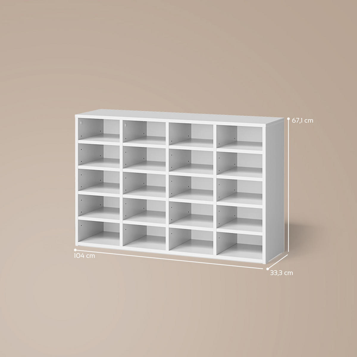 SCHUHSCHRANK Liguria Weiß 20 Fächer - Weiß, Holzwerkstoff (104/65.5/33cm) - Livinity®