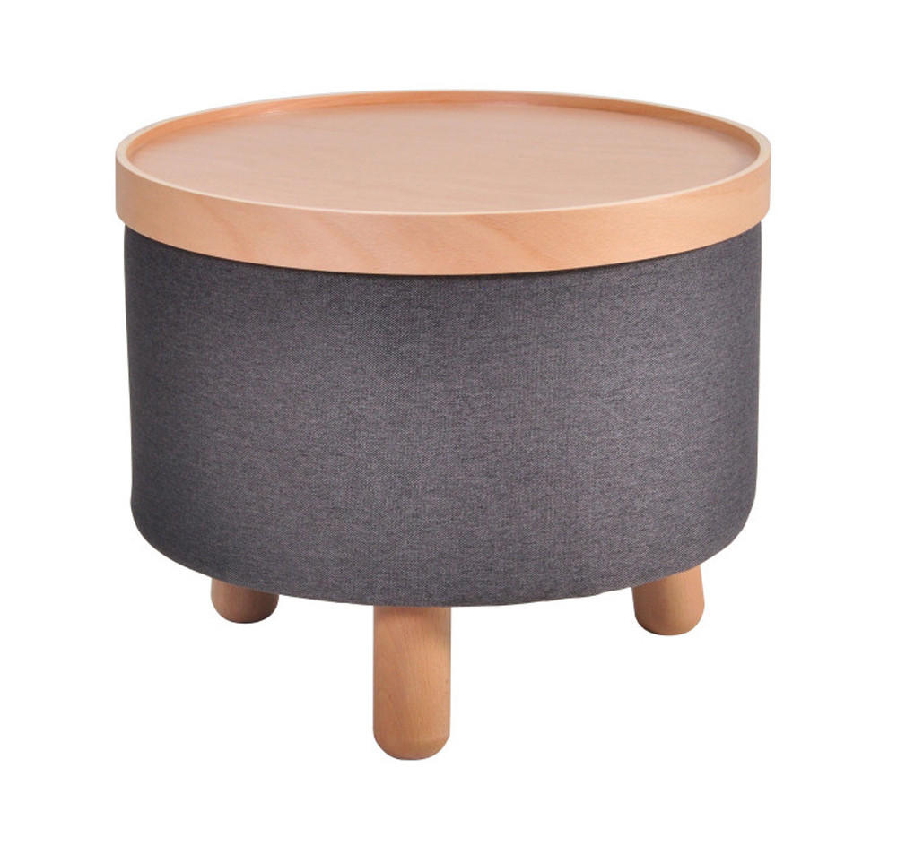 HOCKER BEISTELLTISCH Molde Ø50x40cm, grau - Grau, Textil (50/50/40cm)