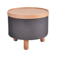 HOCKER BEISTELLTISCH Molde Ø50x40cm, Grau - Grau, Textil (50/50/40cm)