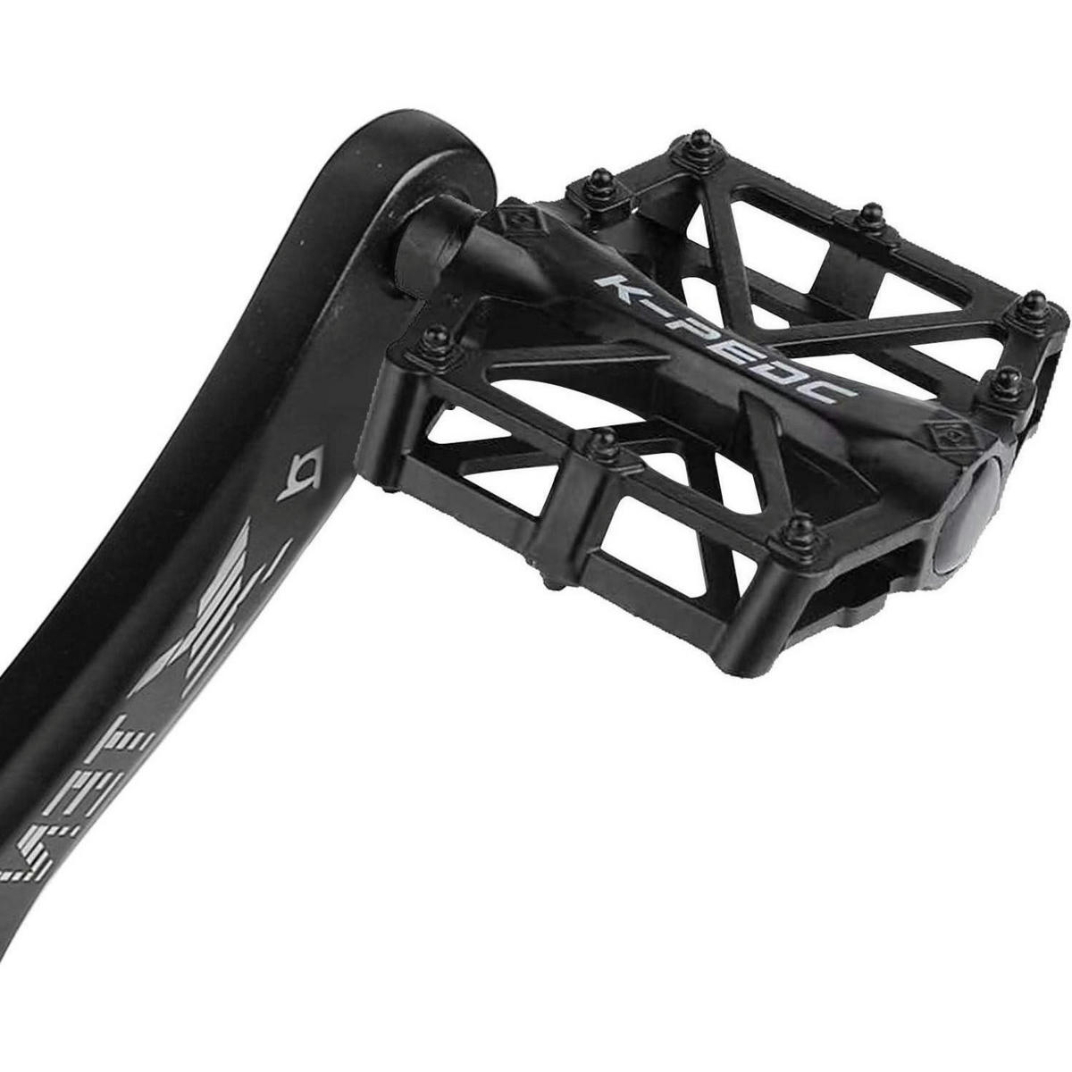 FAHRRAD Pedale Aluminium MTB/BMX mit Anti-Rutsch-Pins - Schwarz, Metall (9.2/2.7/9.8cm)