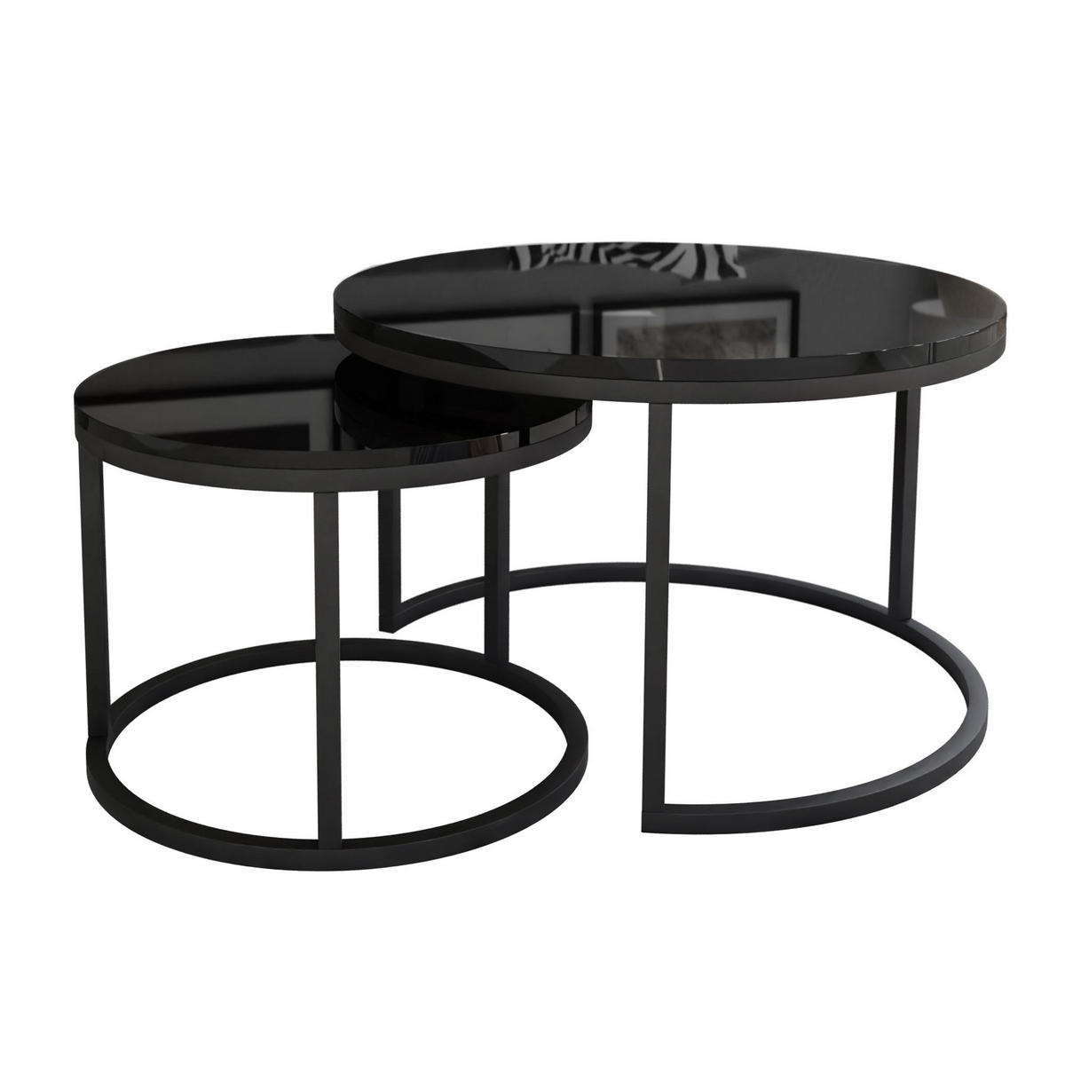 COUCHTISCH CIRI 2-in-1 Hochglanz - Schwarz, Holzwerkstoff (70/70/48cm) - Lookway