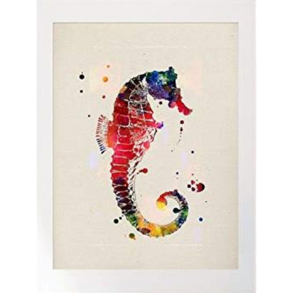 POSTER Seepferd Aquarell A4 Rahmenlos - Klar, Papier (29.7/5/21cm) - Nacnic