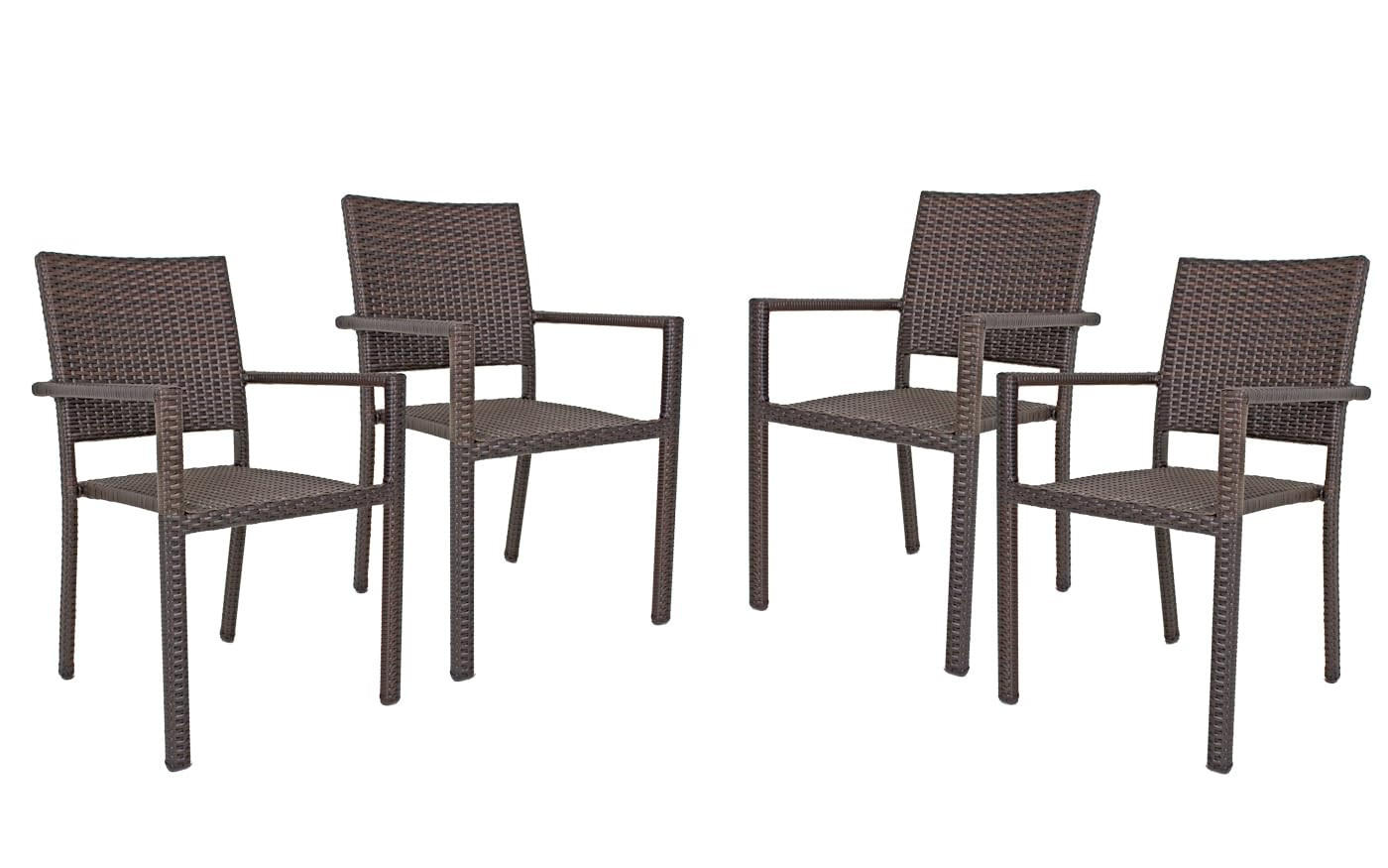 GARTENSTUHL Leif 4er Set Stapelstuhl - Braun, Kunststoff (57/88/55cm) - DELUKE