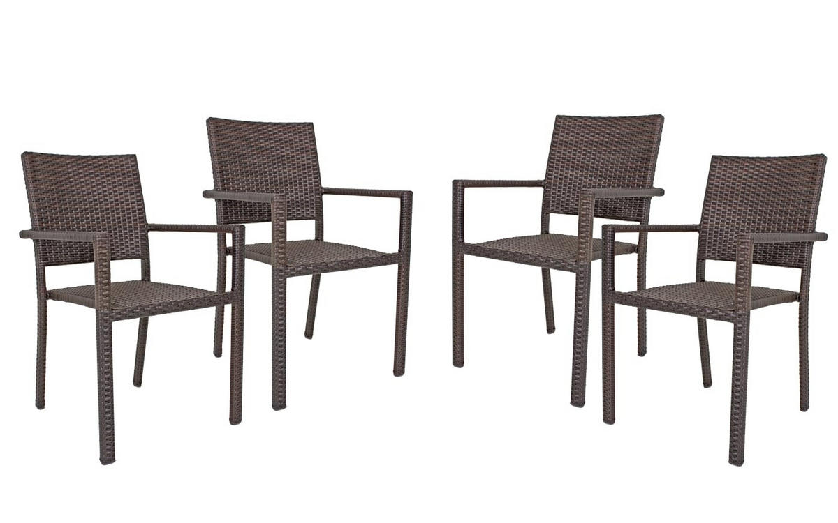 GARTENSTUHL Leif 4er Set Stapelstuhl - Braun, Kunststoff (57/88/55cm) - DELUKE