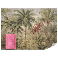 FOTOTAPETE Dschungel Tropische Pflanzen Beton Vintage 300x210 - Beige/Orange, Papier (300/210cm) - Muralo