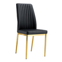 ESSSTUHL 4er-Set PU-Leder Schwarz mit goldfarbenen Metallbeinen - Schwarz, Metall (42.5/92.5/43cm) - Meubliv