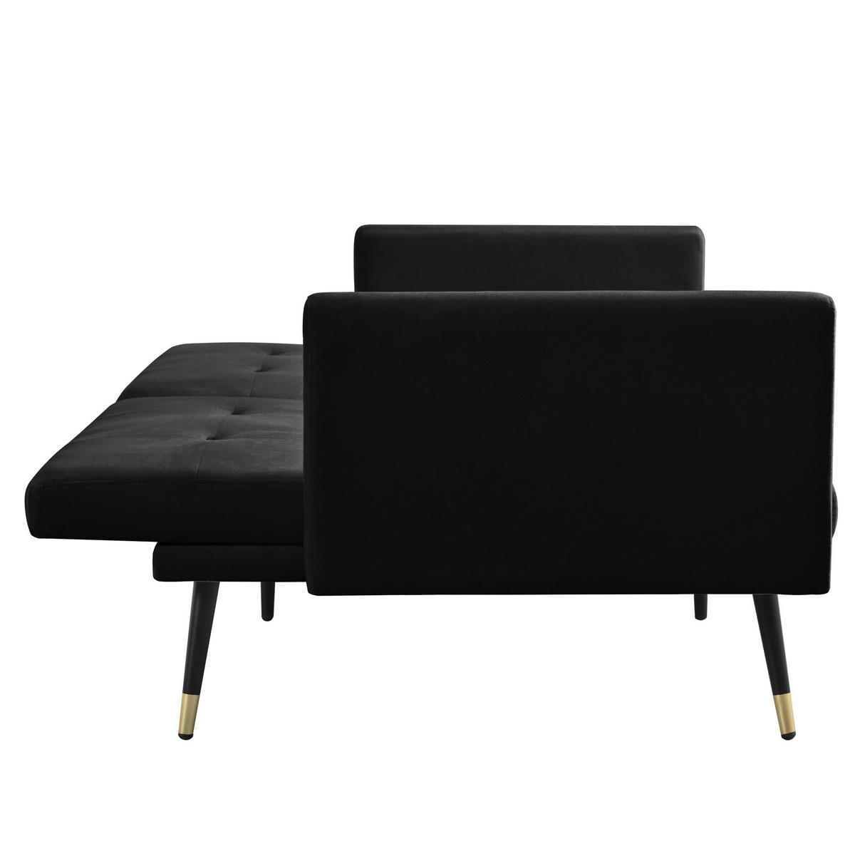 SCHLAFSOFA 2-Sitzer mit verstellbaren Rückenlehnen Samt Black - Schwarz, Holzwerkstoff (164/70/89cm) - Meubliv