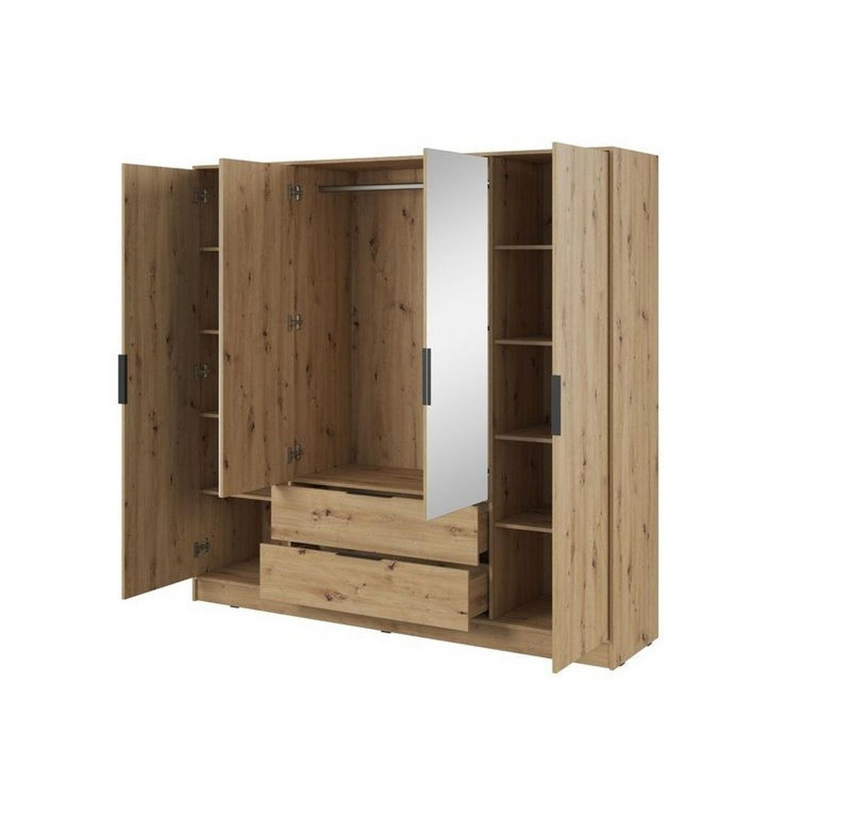 KLEIDERSCHRANK – 206 cm – Kelly – Eiche - Eiche Artisan, Holzwerkstoff (206/200/51cm) - hi-markt