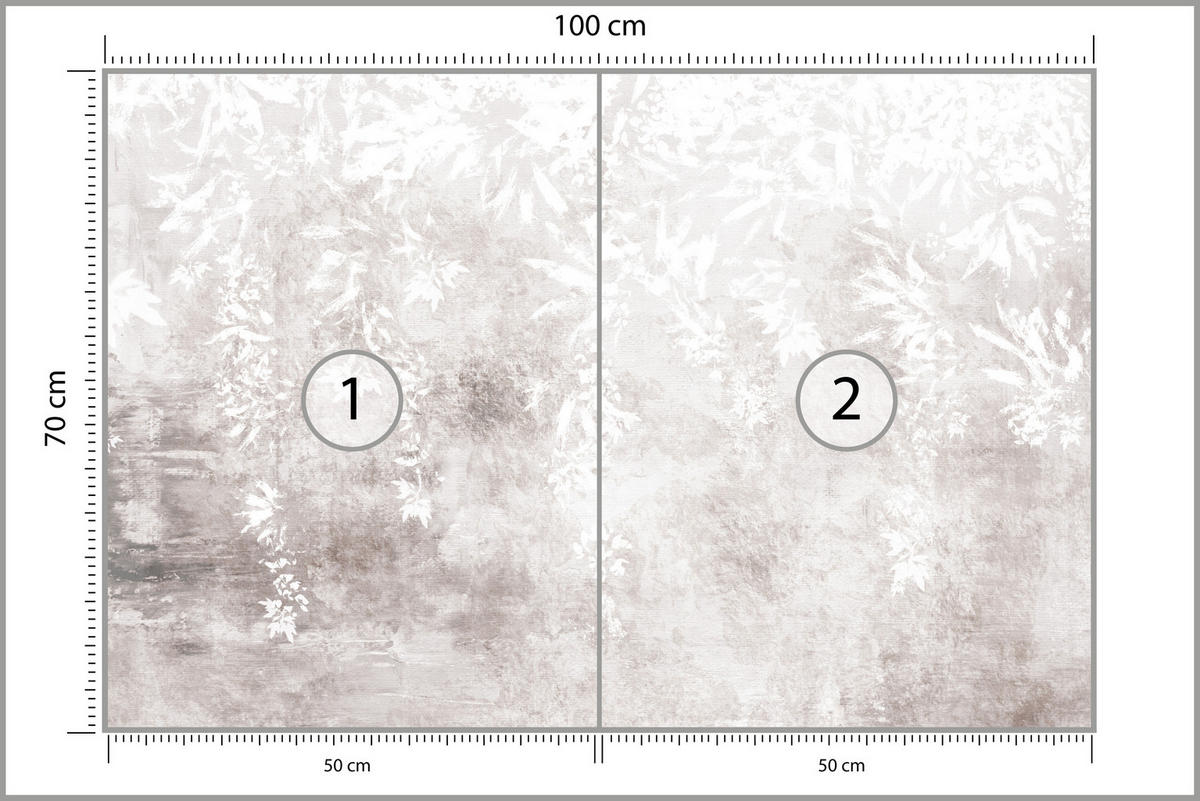 FOTOTAPETE für Küche Abstrakte Pflanzen auf Beton Vintage 100x70 - Beige/Braun, Papier (100/70cm) - Muralo
