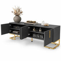 TV-LOWBOARD aus Spanplatte 170x40x45,5 cm Grauschwarz mit 4 Türen und verstellbaren Füßen - Grau, Holzwerkstoff (170/45.5/40cm) - IVMEU