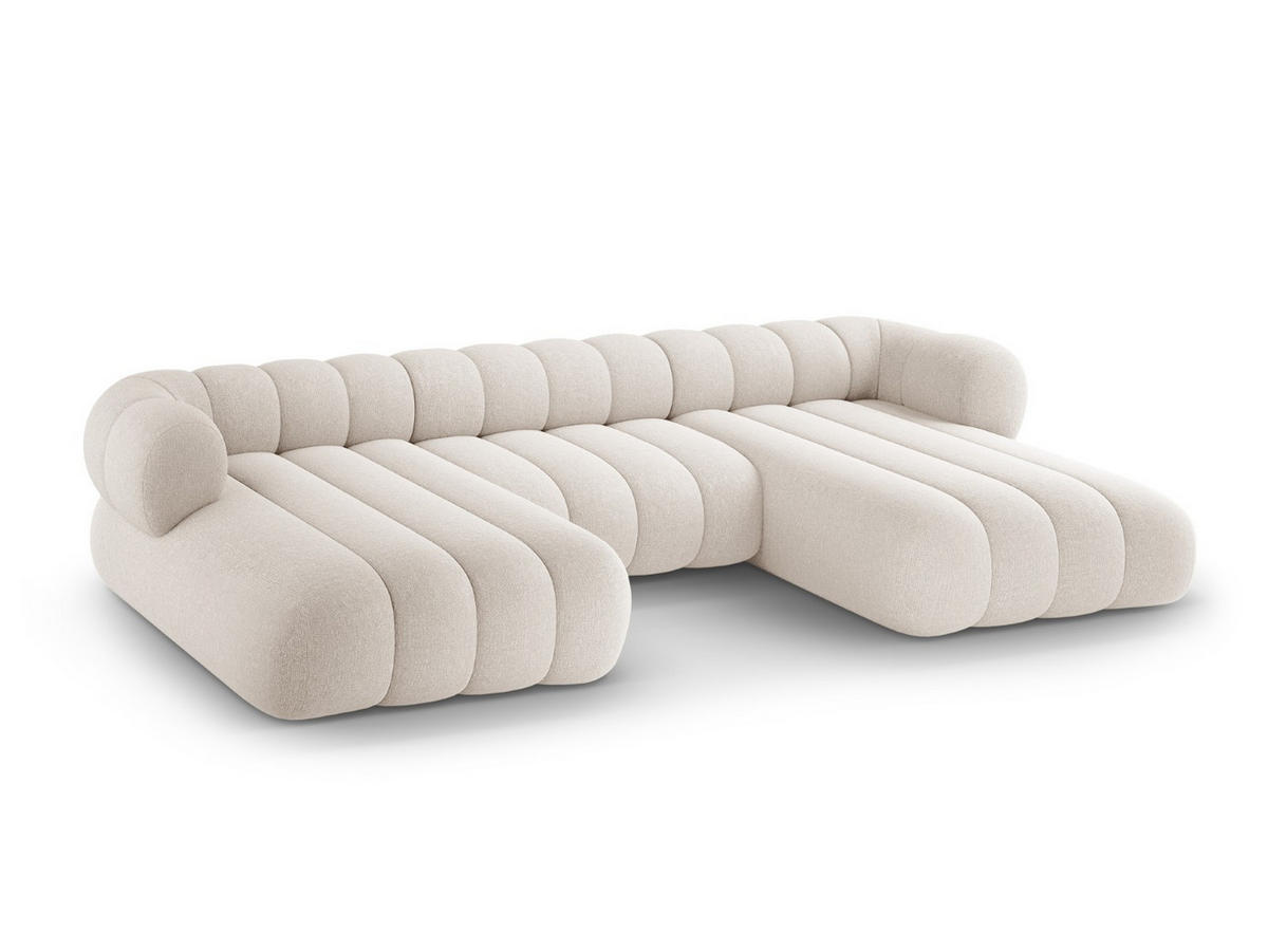 PANORAMASOFA Koge aus Chenille-Stoff leichtes beige 6 Sitzplätze - Creme, Textil (165/70/348cm) - Cosmopolitan Design