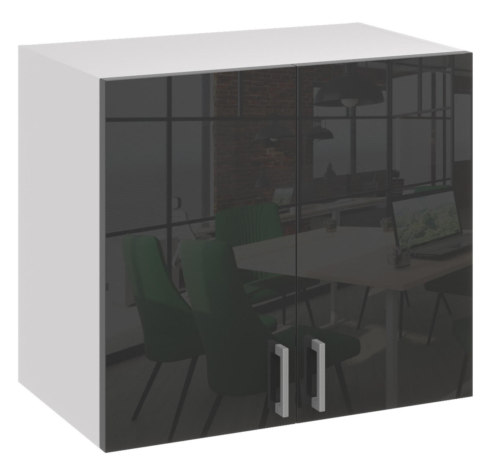 KÜCHENHÄNGESCHRANK G80 2D schwarz glanz - Schwarz Hochglanz, Holzwerkstoff (80/60/31cm) - roe furniture