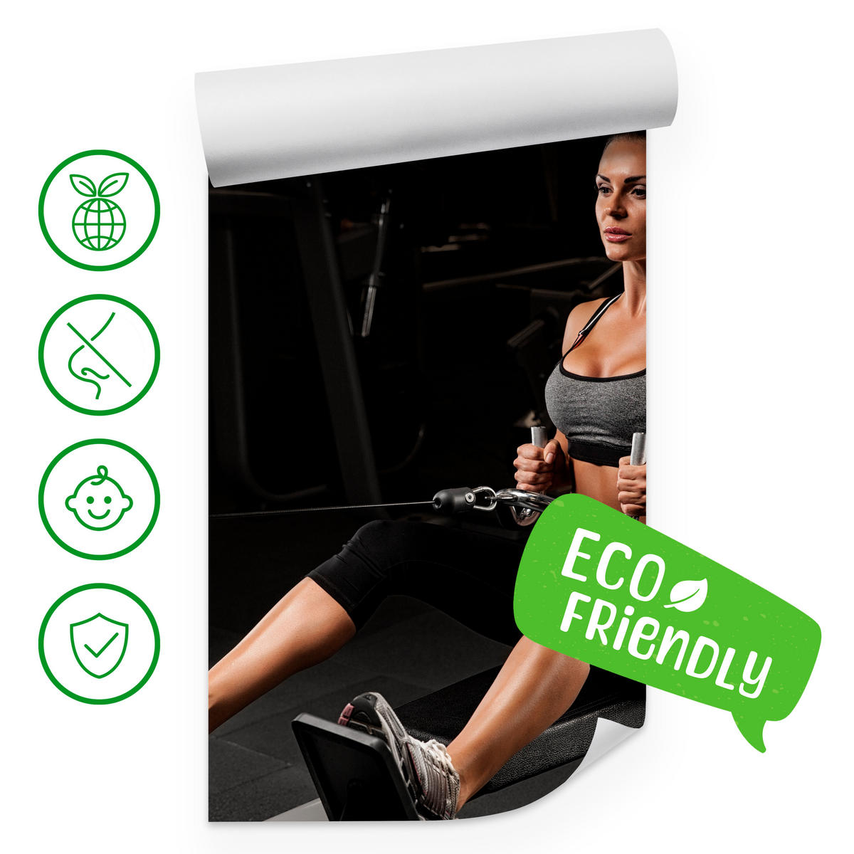 FOTOTAPETE Fitnessfrau Training Gym Modern Sport 200x140 - Beige/Schwarz, Papier (200/140cm) - Muralo