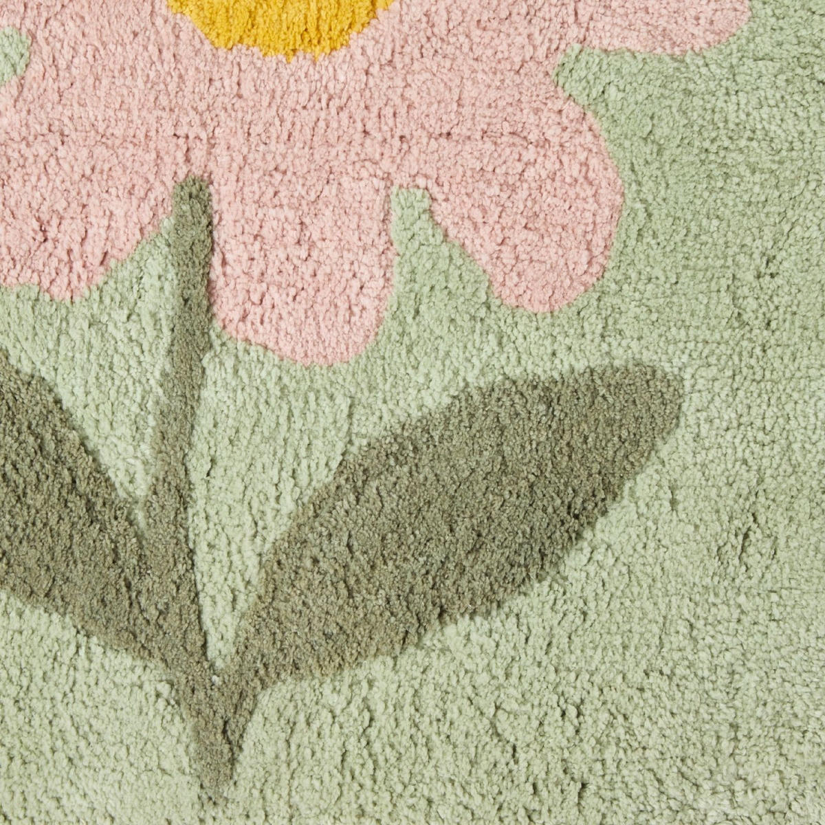 BADTEPPICH Blumen 50/80 cm, grün-rosa, 100 % Baumwolle - Grün, Textil (50/80cm) - Homescapes