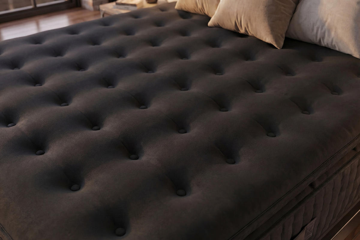 MATRATZE Grand Spring Black - 140X200 cm- Härtegrad H3/H4 - Schwarz, Textil (140/200cm) - Moonia