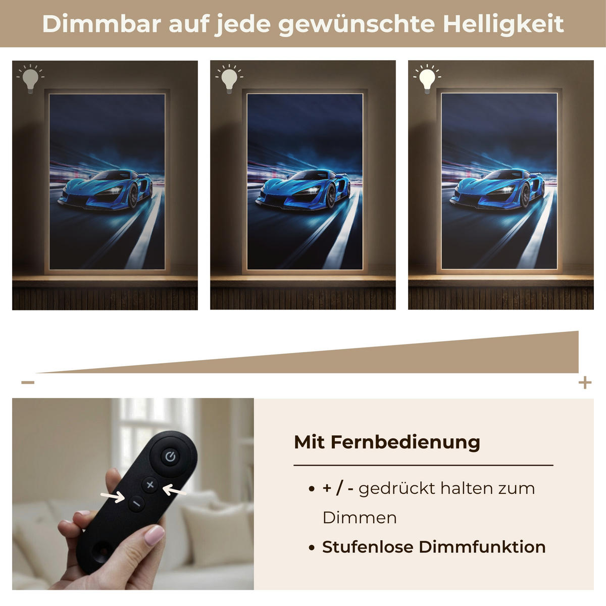 DOBÍJECÍ NOČNÍ LAMPIČKA Auto - Modrá - Chlapci - Dítě 40x60 cm - modrá, kompozitní dřevo (8/40/60cm) - OnlyWow