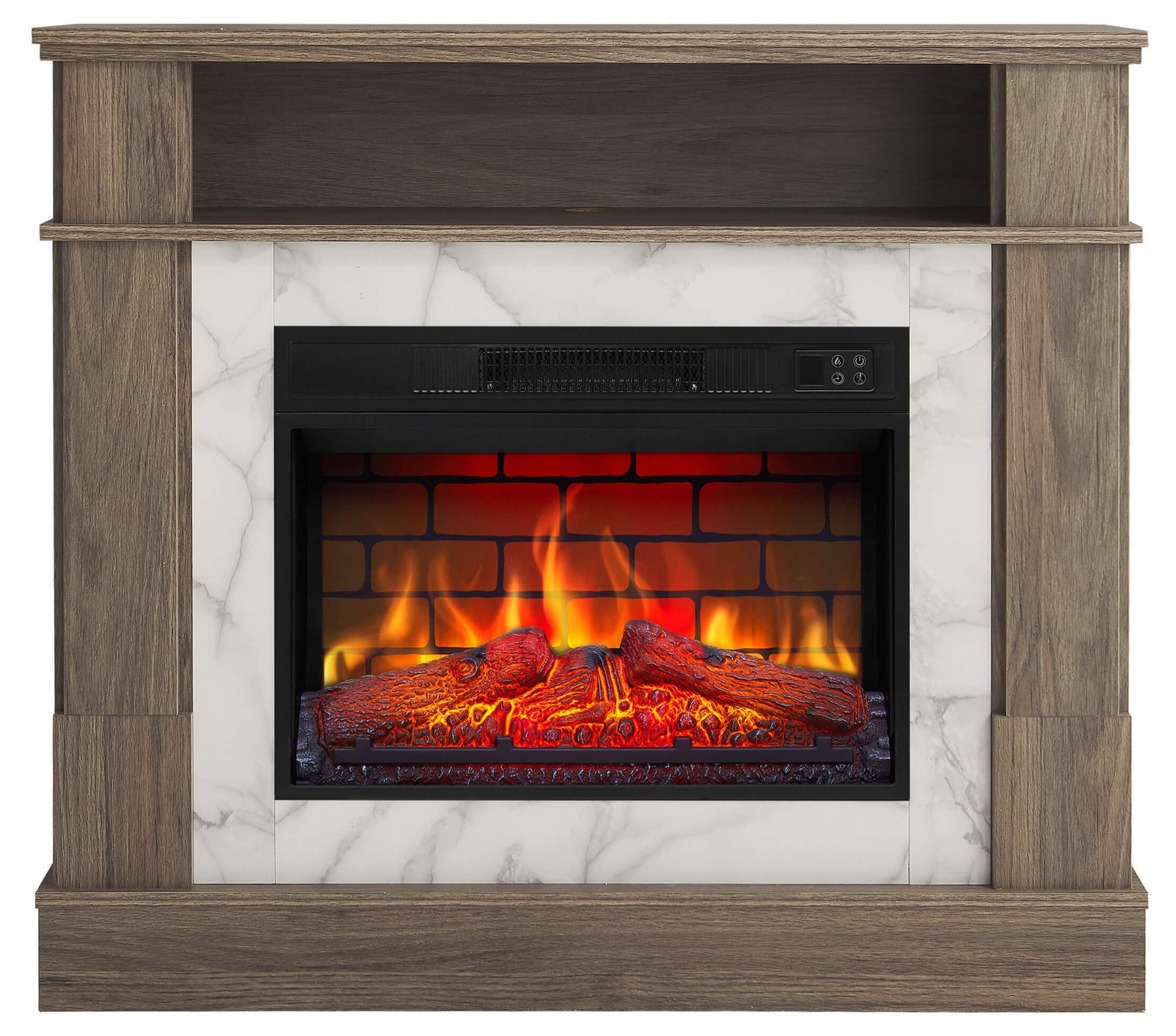 ELEKTROKAMIN For Living AF23BS Graueiche – Breite 96 cm, 3D-Flammeneffekt, LED-Beleuchtung, Heizfunktion - Braun, Glas/Holzwerkstoff (102.2/90.6/20.6cm) - ArtiFlame